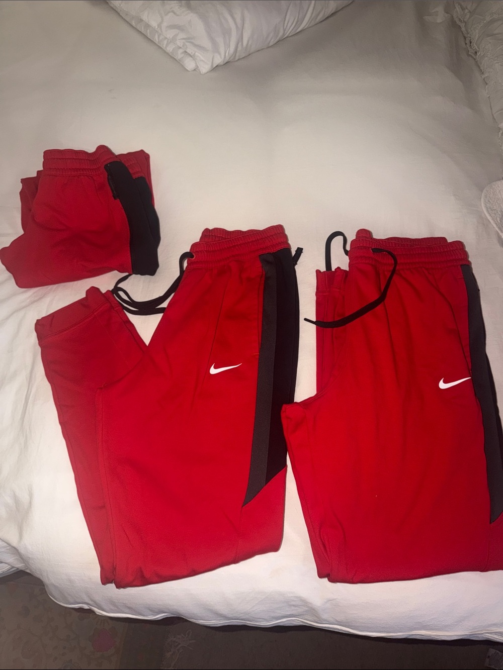 Mens  Red Athletic Joggers with Black Side Stripe - Nike $35 each